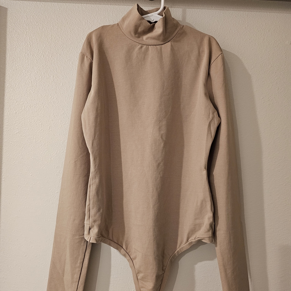 Cotton Citizen Beige Turtleneck Bodysuit